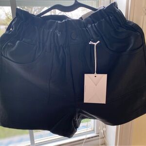 Leather high rise shorts